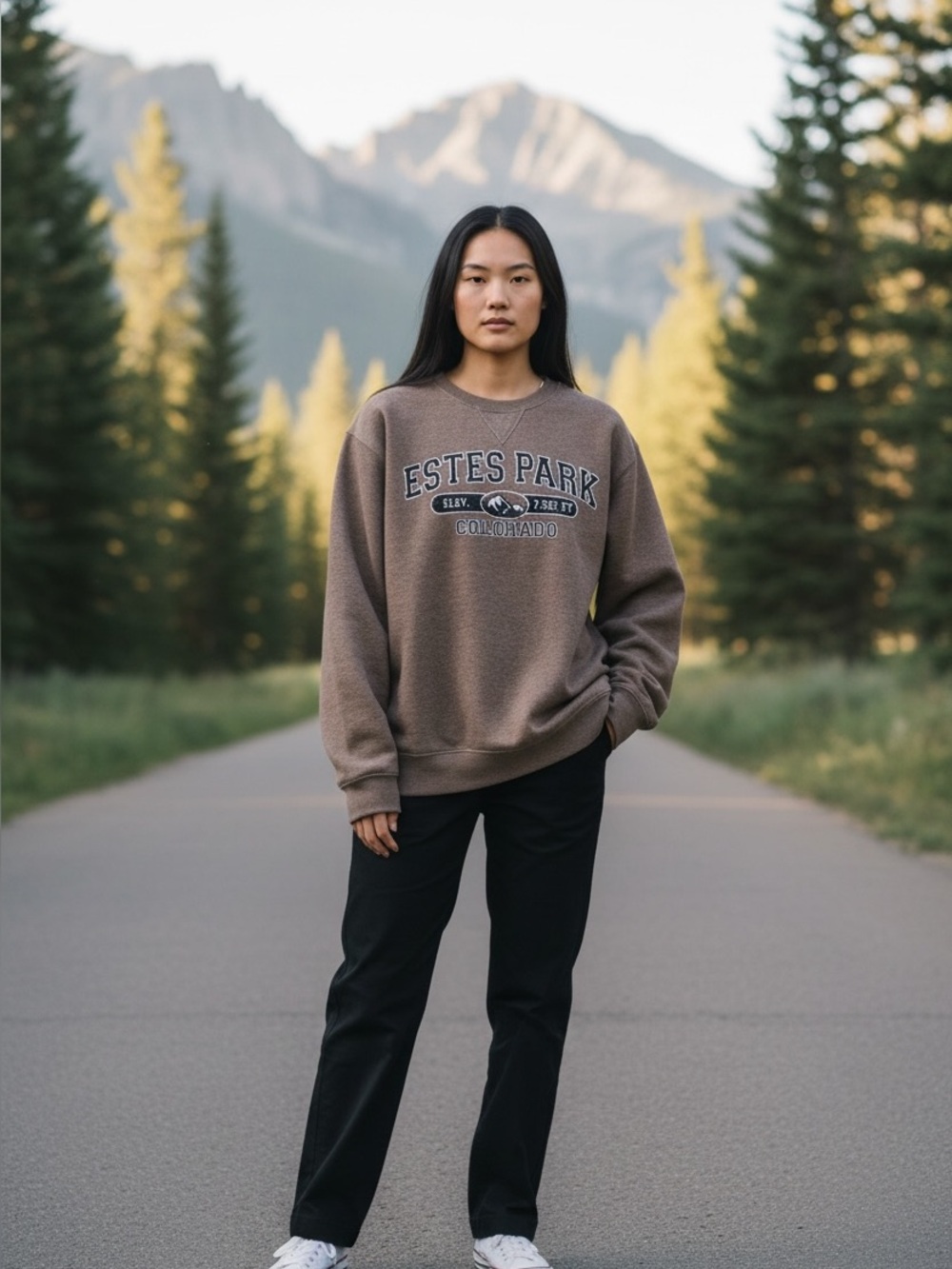 Estes Park Colorado Brown Crewneck Sweatshirt